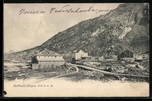 AK Gotthard, Hospiz mit Bergstrasse