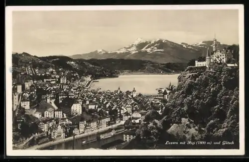 AK Luzern, Panorama mit Rigi und Gütsch