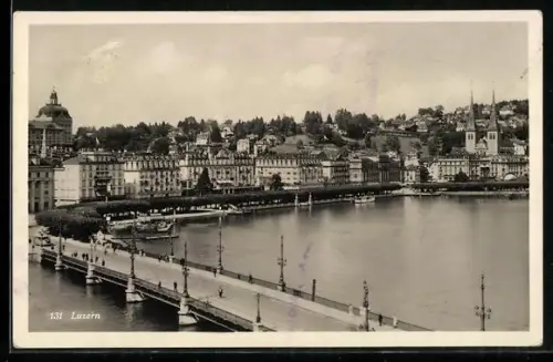 AK Luzern, Brücke mit Passanten