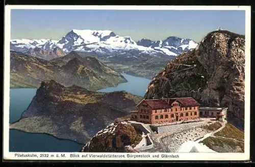 AK Pilatuskulm, Blick auf Vierwaldstättersee, Bürgenstock und Glärnisch