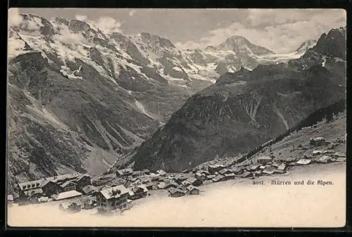 AK Mürren, Totalansicht & Alpen