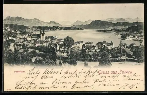 AK Luzern, Teilansicht aus der Vogelschau