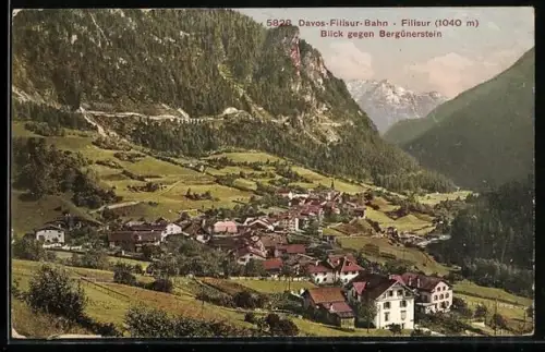 AK Filisur, Ortstotale mit Blick gegen Bergünerstein