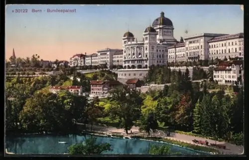 AK Bern, Bundespalast mit Parkanlagen