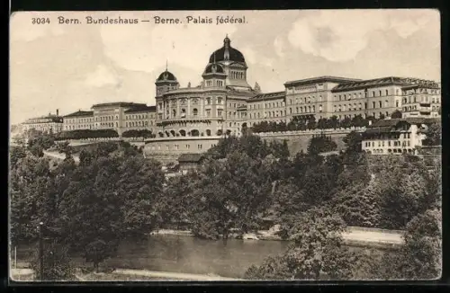 AK Bern, Bundeshaus mit Parkanlagen