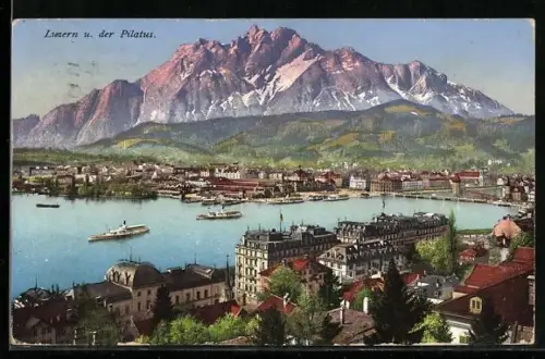 AK Luzern, Teilansicht und Pilatus