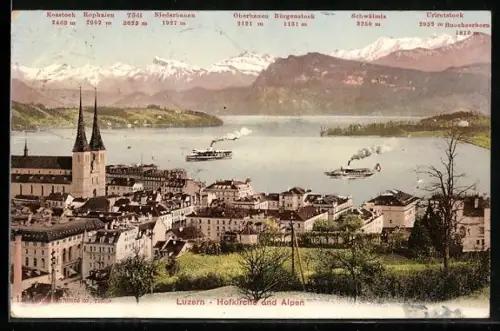 AK Luzern, Hofkirche und Alpen