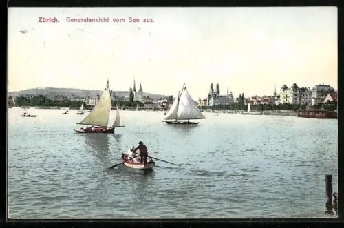 AK Zürich, Generalansicht vom See aus