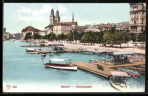 AK Zürich, Motorbootsteg mit am Sonnenquai