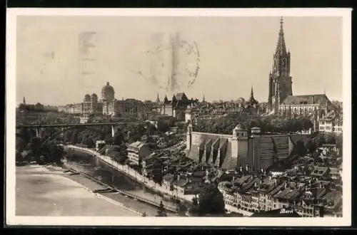 AK Bern, Teilansicht mit Bundespalast und Münster