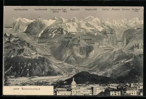 AK Lauterbrunnen /Berneroberland, Mit Kl. Scheidegg, Männlichen, Wengen und Wilderswyl