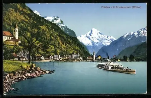 AK Flüelen, Teilansicht des Ortes mit Bristenstock