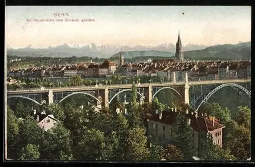 AK Bern, Kornhausbrücke vom Schänzli gesehen