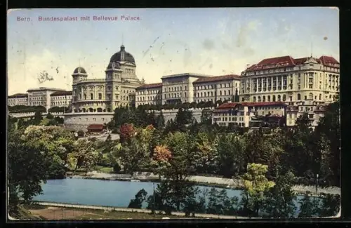 AK Bern, Bundespalast mit Bellevue Palace