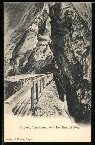 AK Bad Pfäfers, Eingang der Taminaschlucht