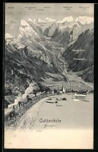 AK Gotthardbahn, Nordseite, Altdorf, Dampfer