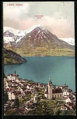 AK Vitznau, Teilansicht des Ortes mit Bochserhorn