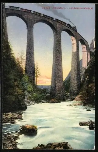 AK Albulabahn überquert den Landwasser-Viadukt