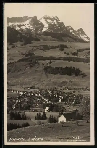 AK Appenzell, Totalansicht des Ortes mit Säntis