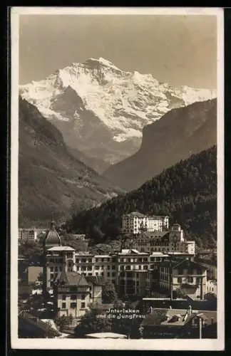 AK Interlaken, Teilansicht mit Jungfrau
