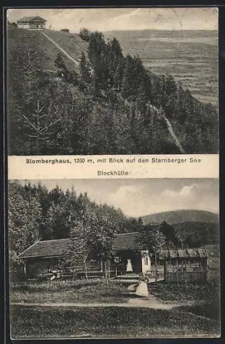 AK Blomberghaus /Bad Tölz, Berghütte mit Blick auf den Starnberger See