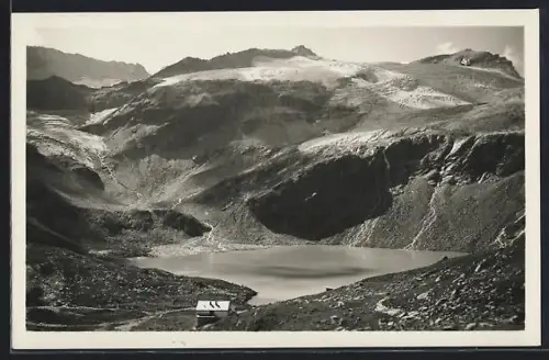 AK Rudolfshütte am Weissee, Blick zur Berghütte am See
