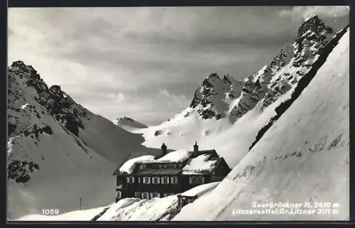 AK Saarbrückner Hütte auf dem Litznersattel mit Gross Litzner