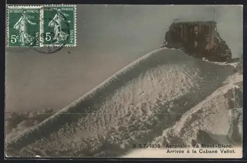 AK Cabane Vallot /Mont Blanc, Arrivée à la Cabane Vallot