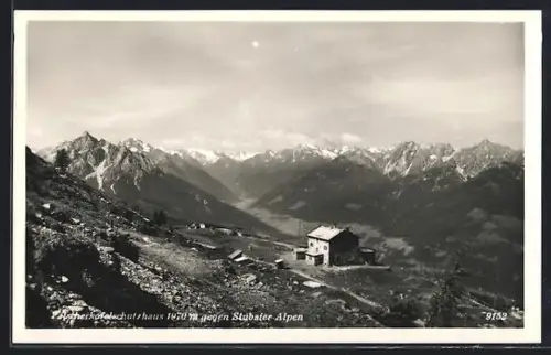 AK Patscherkofelschutzhaus, Schutzhaus gegen Stubaier Alpen