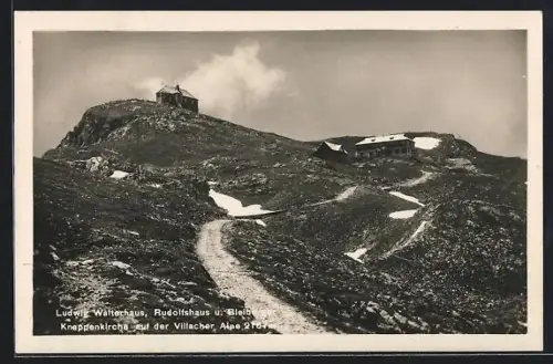 AK Ludwig Walterhaus auf der Villacher Alpe, Rudolfshaus und Bleiberger Knappenkirche