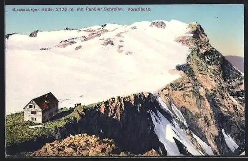 AK Strassburger Hütte, Berghütte mit Panüler Schrofen