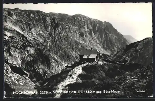 AK Voisthalerhütte /Hochschwab, Berghütte gegen Böse Mauer
