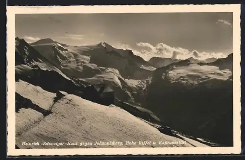AK Heinrich-Schwaiger-Haus /Johannisberg, Berghütte mit Hohe Riffel u. Kaprunertörl