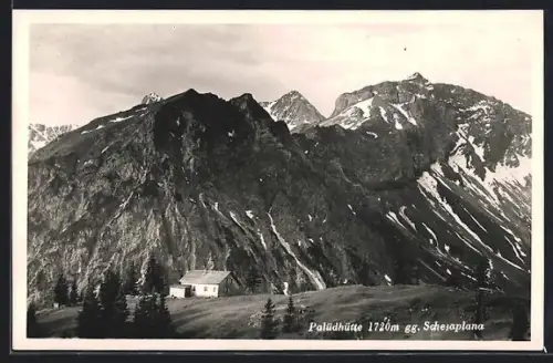 AK Palüdhütte, Mit Panorama des Schesaplana