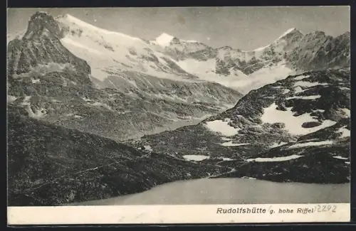 AK Rudolfshütte, Gegen schneebedeckte Hohe Riffel