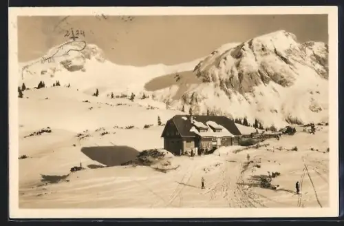 AK Sonnschienhütte am Hochschwab, Blick gegen Ebenstein und Poster