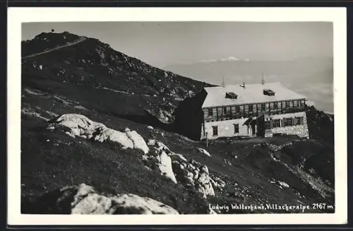AK Ludwig Walterhaus /Villacheralpe, Berghütte aus der Vogelschau