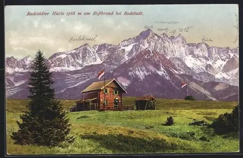 AK Radstädter Hütte, Berghütte mit Umgebung