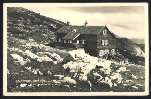 AK Graf Meran-Haus auf dem Veitsch, Blick auf die Berghütte