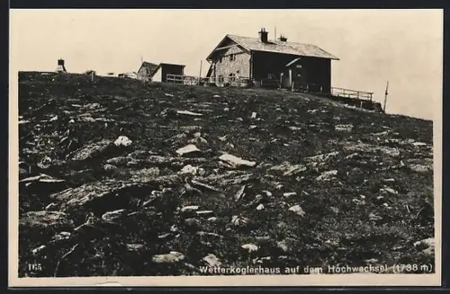 AK Wetterkoglerhaus auf dem Hochwechsel, Blick auf die Berghütte
