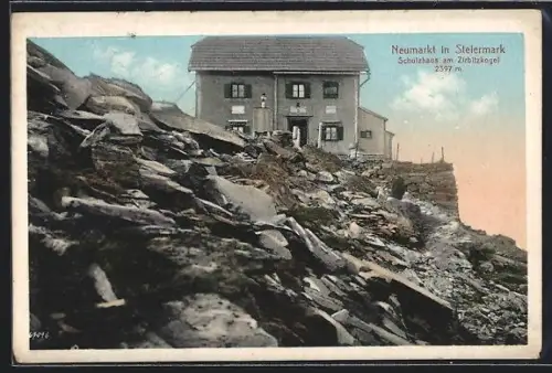 AK Schutzhaus am Zirbitzkogel, Schutzhaus in Felslandschaft