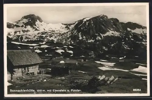 AK Sonnschienhütte, Ansicht mit Ebenstein u. Polster