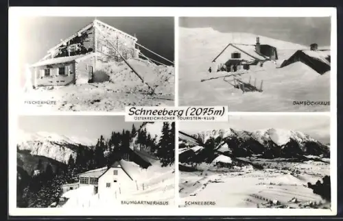 AK Fischerhütte /Schneeberg, Damböckhaus, Baumgartnerhaus und Schneeberg