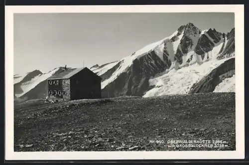 AK Oberwalderhütte, Berghütte mit Blick zum Grossglockner