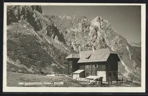 AK Hochweissstein-Haus /Kärnten, Berghütte vor Gipfelpanorama