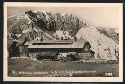 AK Karl Ludwighaus /Rax, Blick zur Berghütte