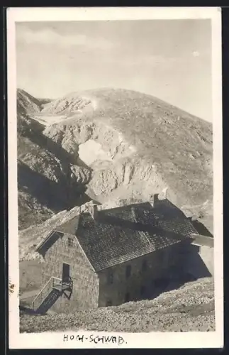AK Schiestlhaus /Hochschwab, Blick zur Berghütte