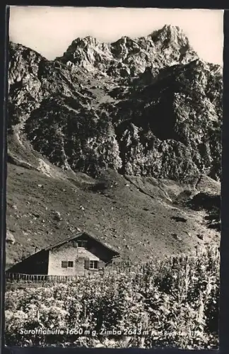 AK Sarottlahütte /Zimba, Blick zur Berghütte