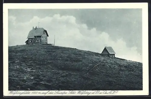 AK Wolfsberghütte auf der Saualpe, Blick zur Berghütte