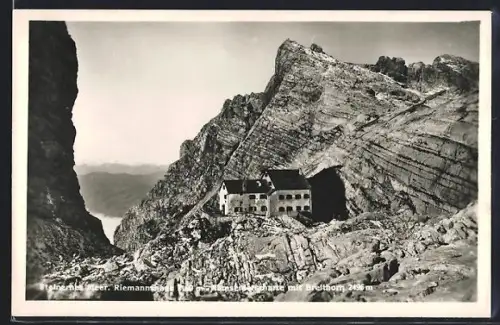 AK Riemannhaus /Breithorn, Berghütte mit Breithorn
